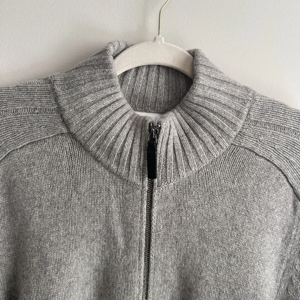 Banana Republic Men Cashmere Full Zip Sweater XL Mock Neck Ribbed Preppy Pockets